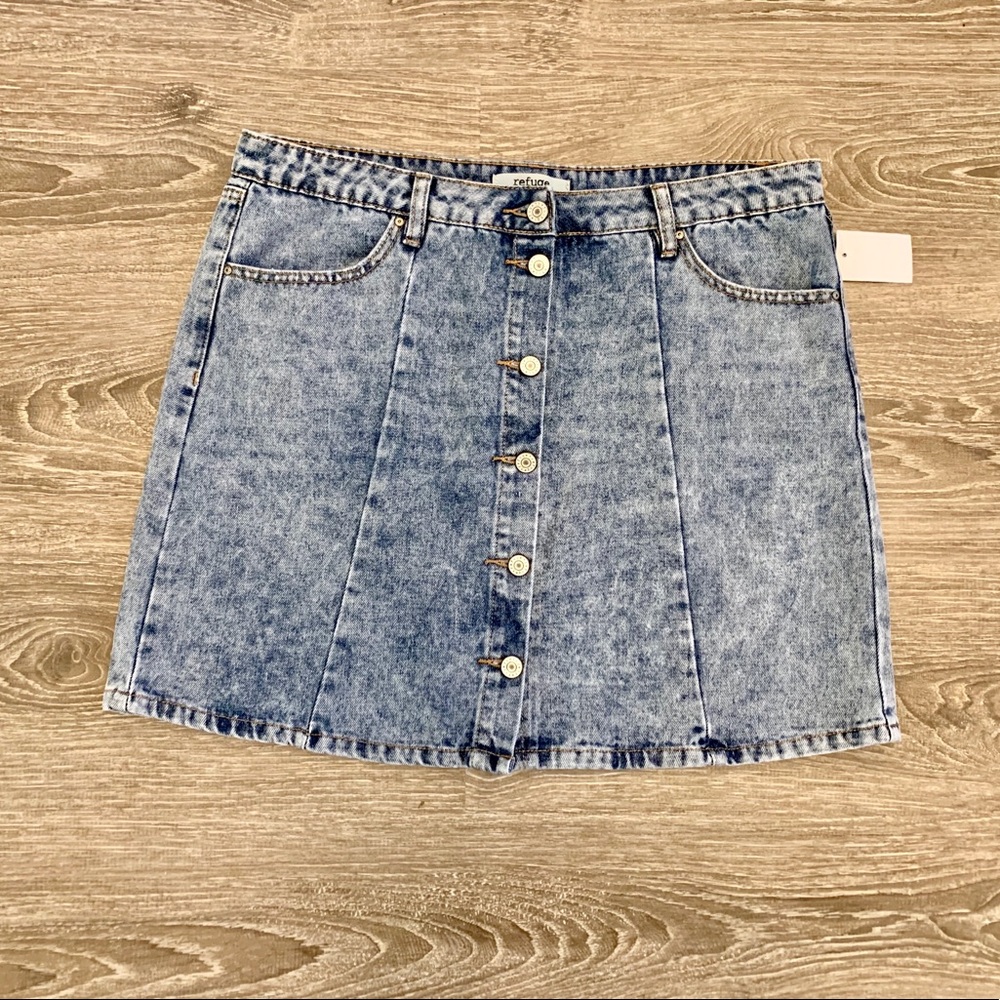 New Refuge button up denim jean mini skirt large